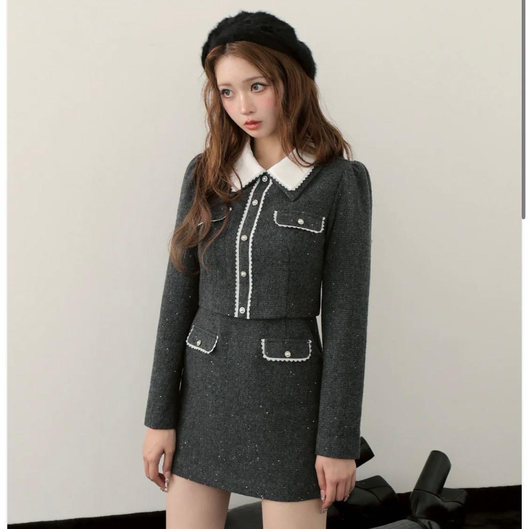 ワンピース Mmeeme Wool herringbone mini onepiece