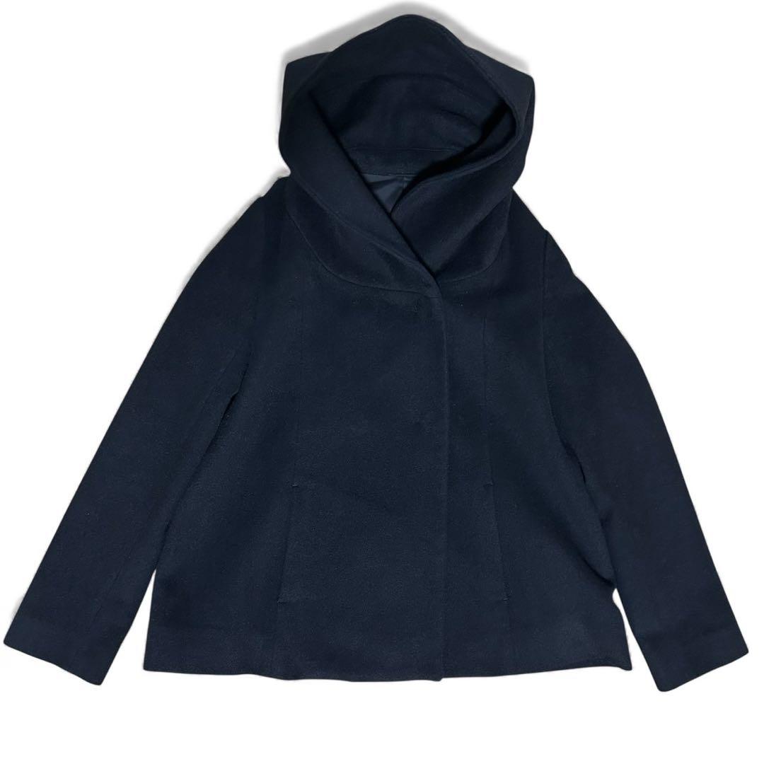 美品　アナイ　アンゴラ混　ボリュームショールカラー　シャルムショートコート　黒