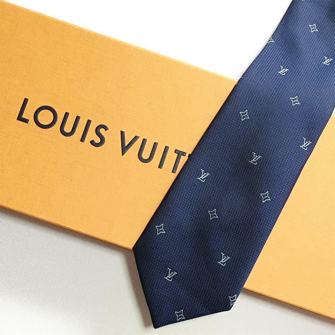 未使用級 ルイヴィトン Louis Vuitton ネクタイ ネイビー LV柄