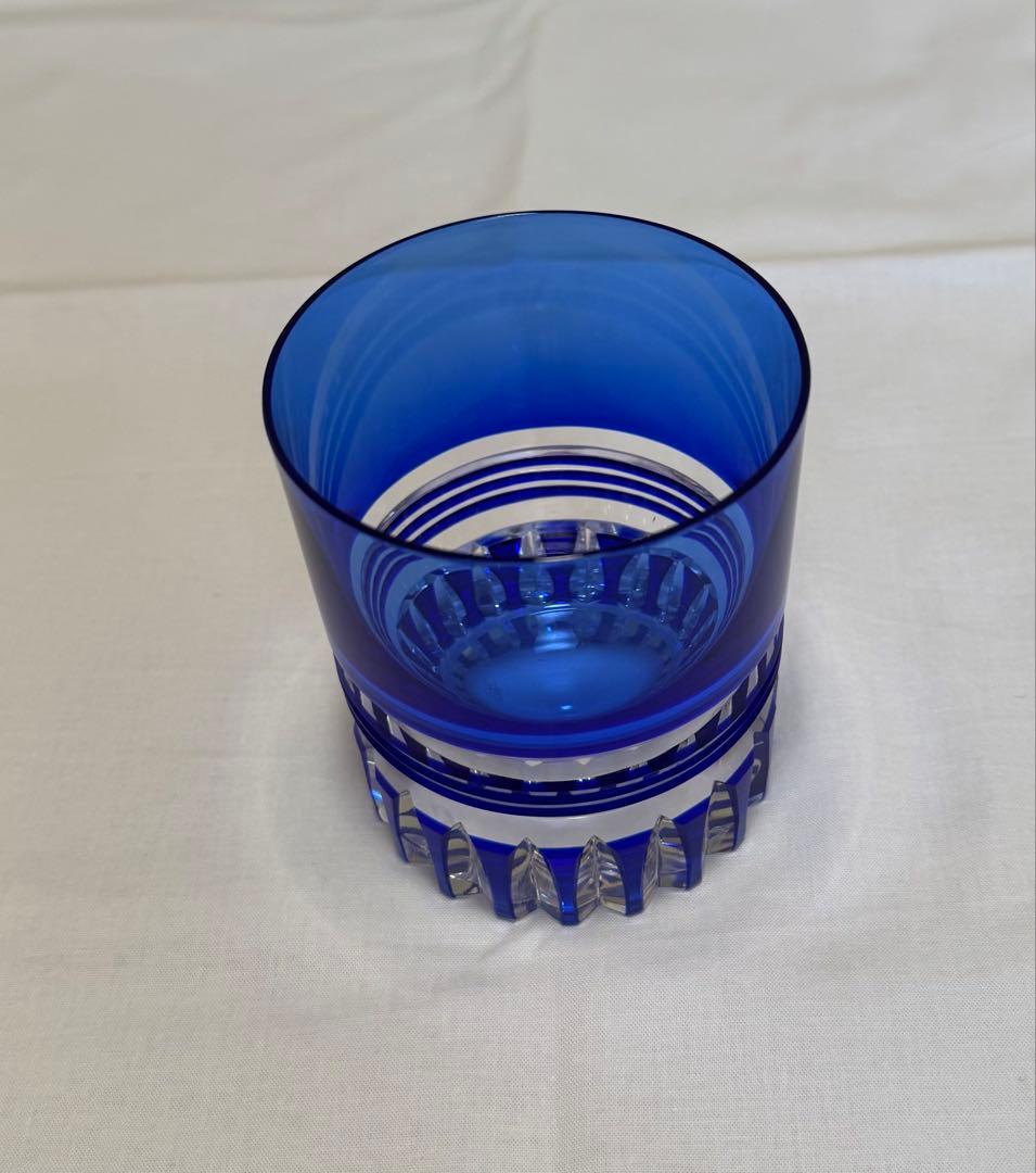 HOYA CRYSTAL 青いカットグラス