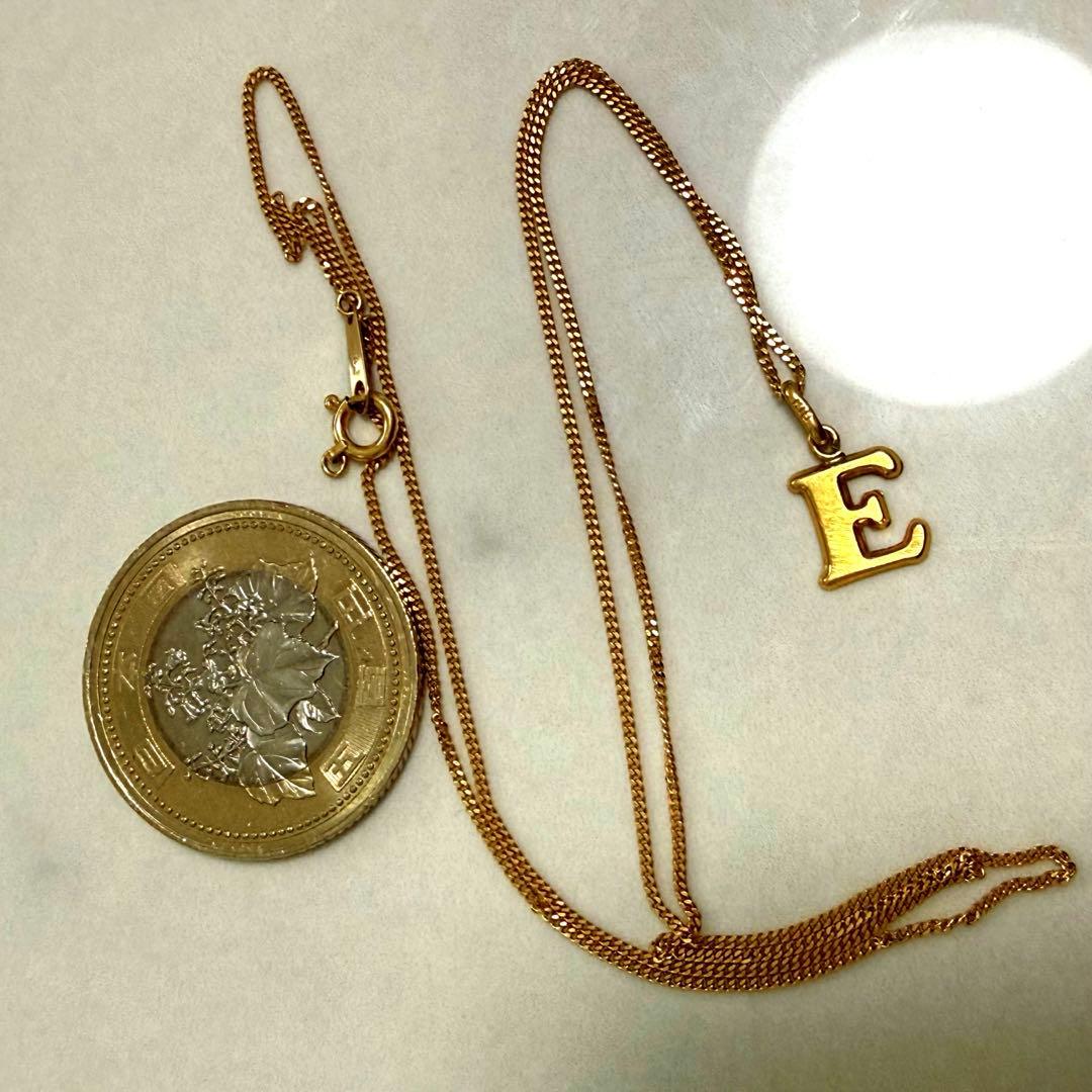 【訳あり】K18 イニシャル E ネックレス 2.2g 50cm 18金 地金