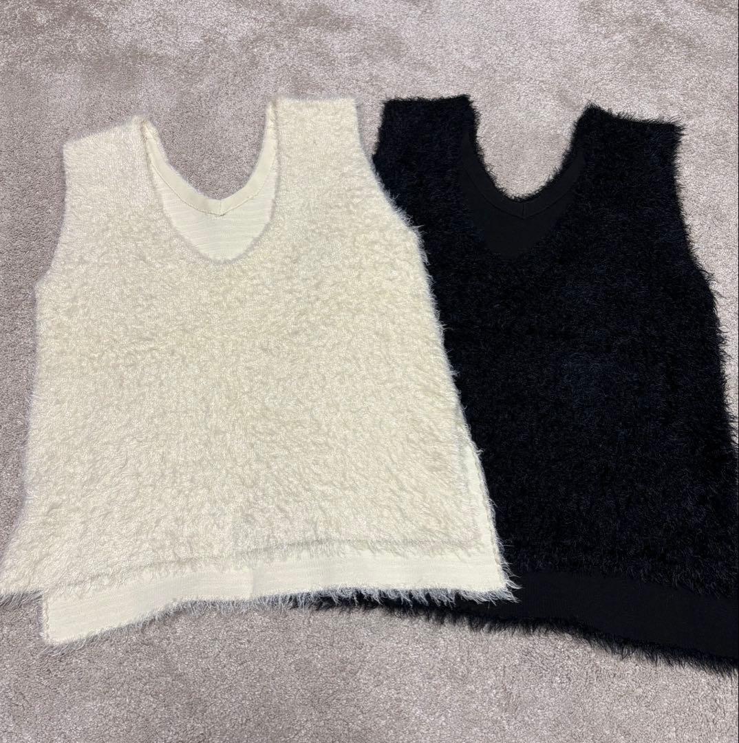 NATURAL BEAUTY BASIC ヘアリーニットベスト　2枚セット