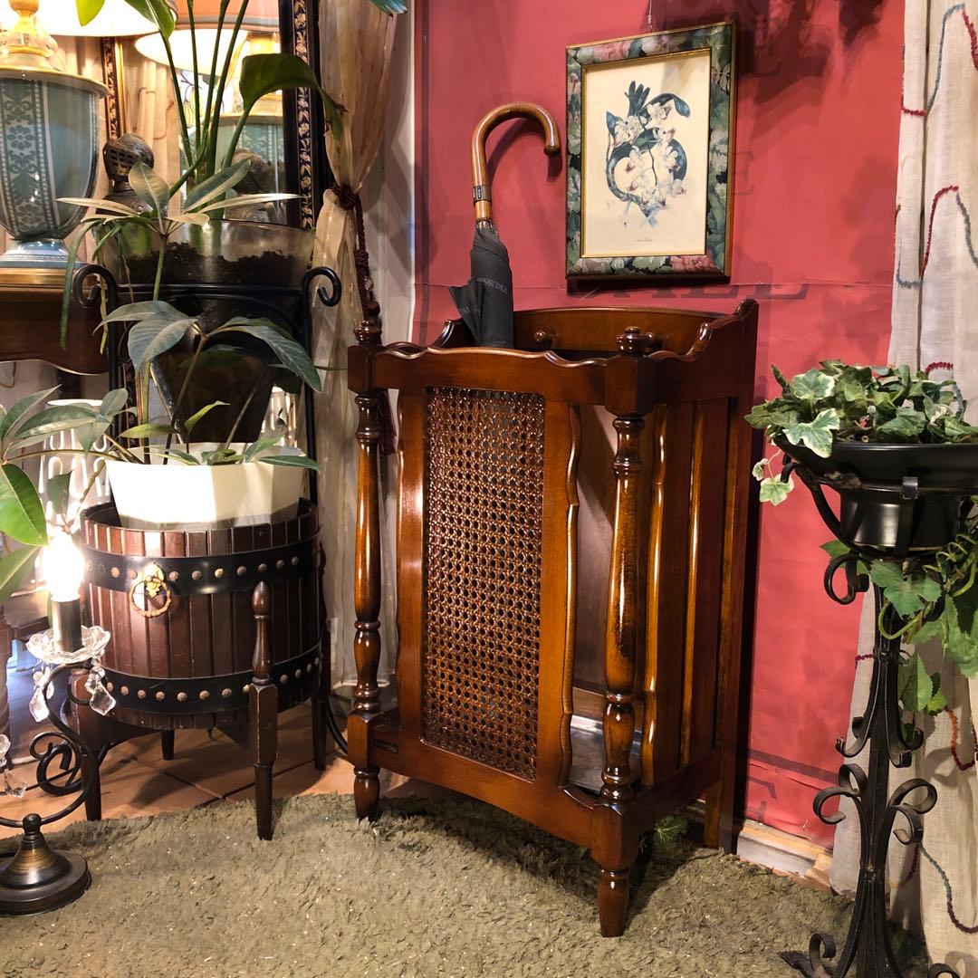 カリモク　ヴィンテージ コロニアル レインラック　傘立て