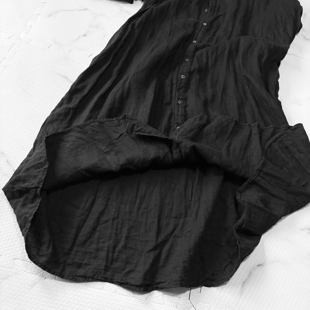 ✨美品✨ nest Robe ネストローブ　黒ロングワンピース　麻100%.