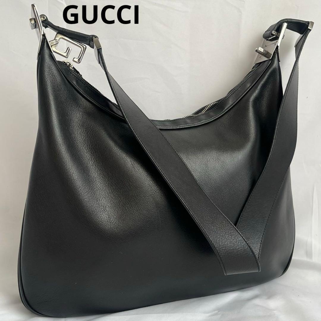 ✨極美品✨　GUCCI ショルダーバッグ　ワンショルダー 肩掛け　レザー　黒