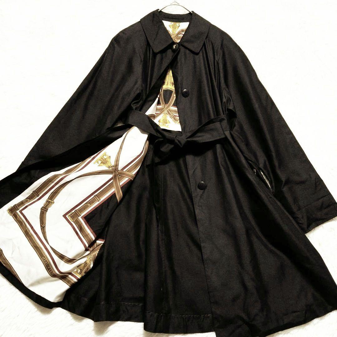 バーバリー　Burberry　金タグ　スカーフ柄　ステンカラーコート　比翼仕様