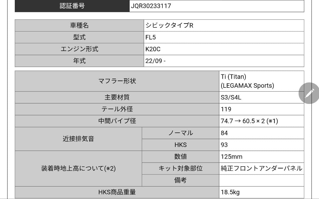 HKS LEGAMAX Sports FL5 シビックタイプR
