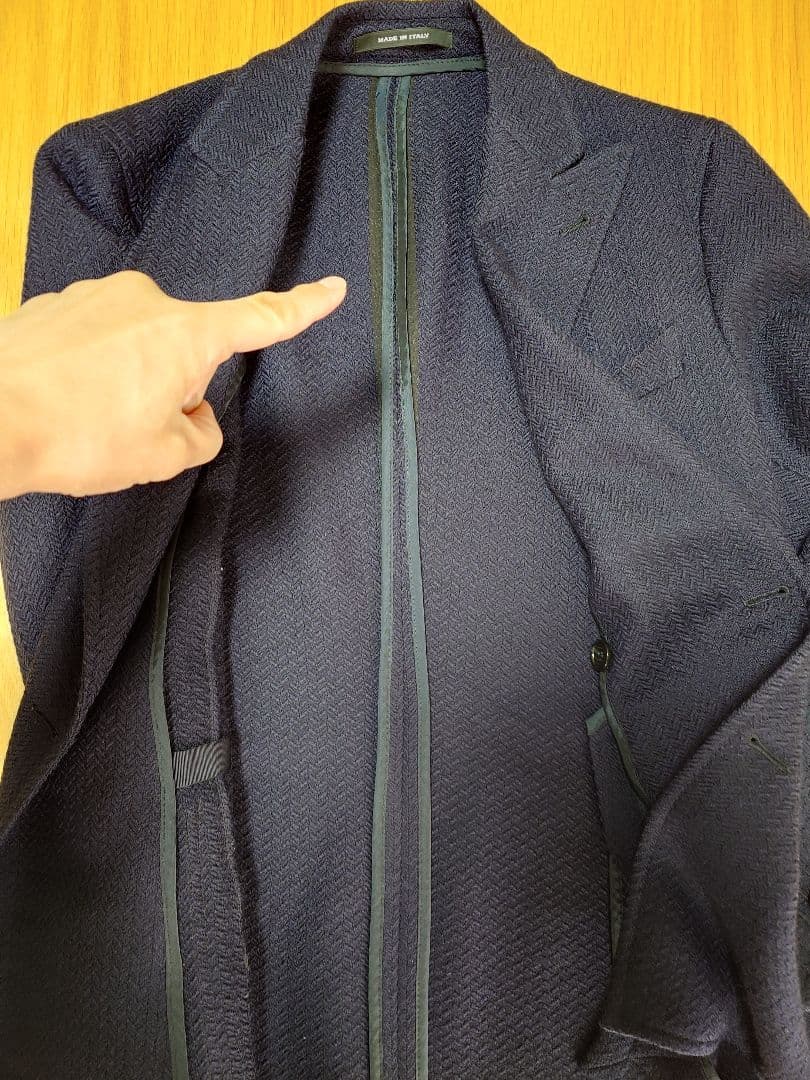 TAGLIATORE ネイビーヘリンボーン ダブルブレスト ジャケット 42